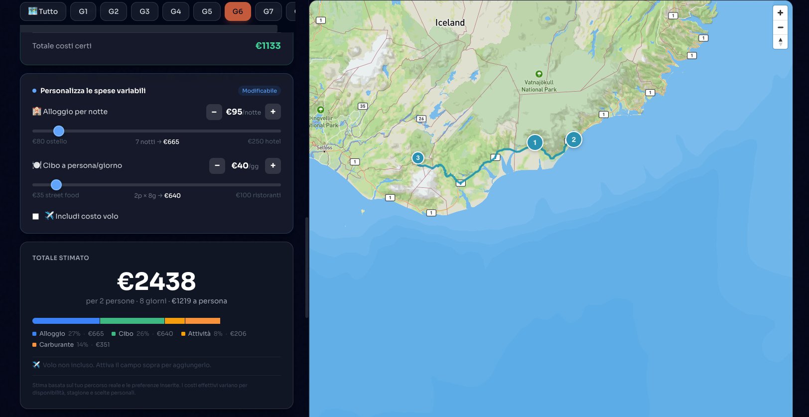 Budget personalizzabile con slider